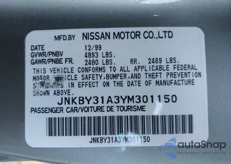 2000 Infiniti Q45 Anniversary Edition/Touring from USA, damaged, VIN JNKBY31A3YM301150